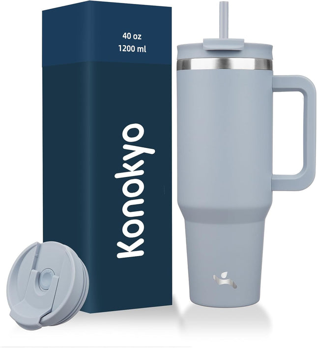 40 oz Travel Tumbler with Handle 2-in-1 Lid Stainless Steel Lavender