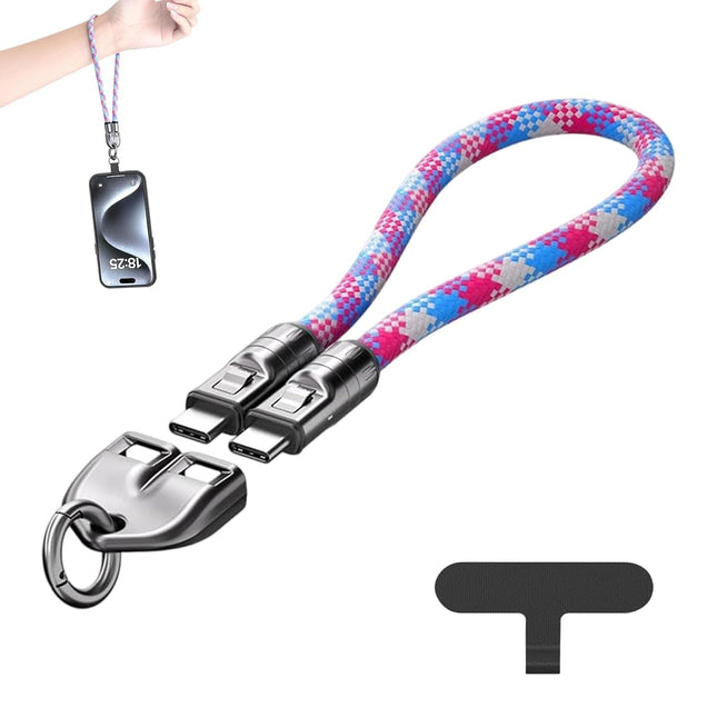 240W USB-C Charging Cable Bracelet, 5A Fast Charging Lanyard for Phones