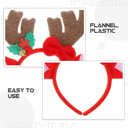 2PCS Christmas Reindeer Antler Headbands – Plush Costume Hairbands