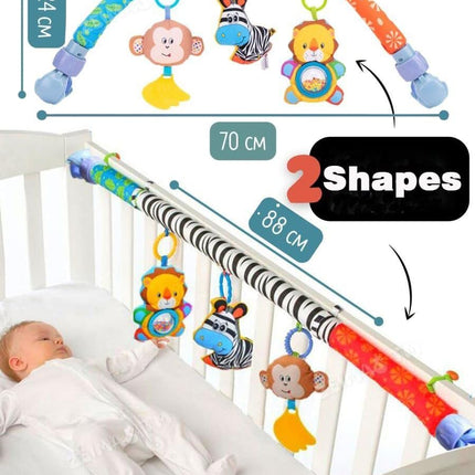 Baby Stroller & Car Seat Arch Toys – Adjustable Hanging Toy Bar Zebra