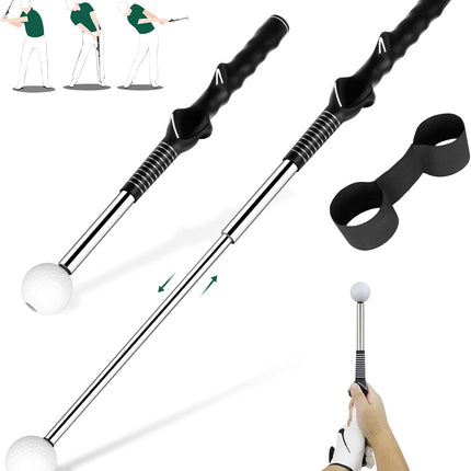 Retractable Golf Swing Trainer Telescopic Grip Training Aid with Arm Band