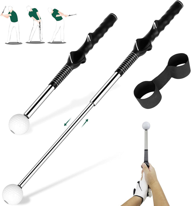 Retractable Golf Swing Trainer Telescopic Grip Training Aid with Arm Band