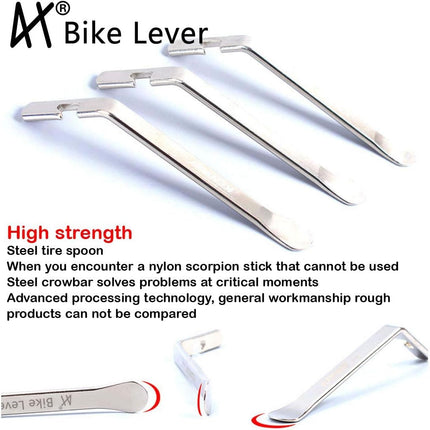 5PCS Premium Stainless Steel Bicycle Tire Levers, Tyre Spoon Tools for Tube Repair