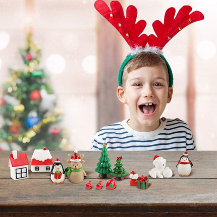 38PCS Mini Christmas Figurines – Resin Santa, Snowman & Tree DIY Crafts
