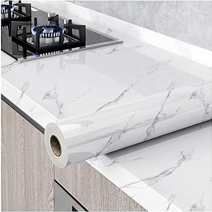 Glossy Marble Peel and Stick Wallpaper – Self-Adhesive, Waterproof for Kitchen