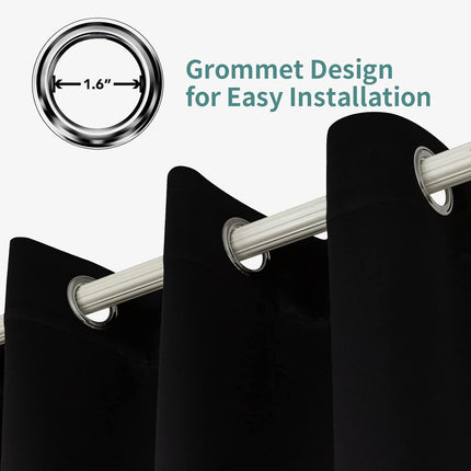 2 Pack Blackout Curtains 42x63, Thermal Insulated Noise Reducing Drapes, Black