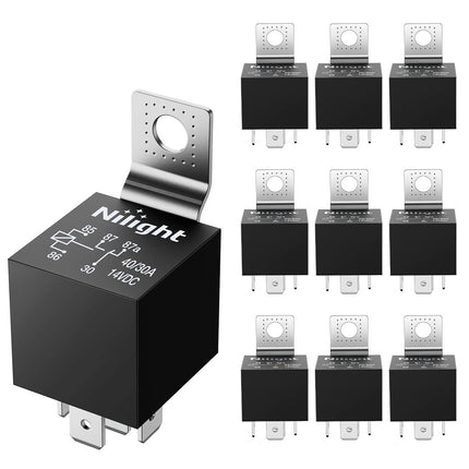 10PCS SPDT 5-Pin Automotive Relays, 12V 30/40A Electrical Switches for Cars