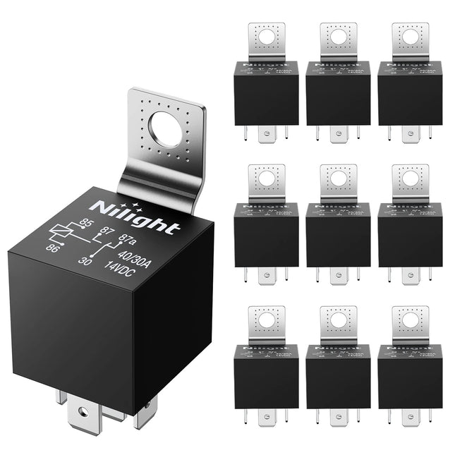 10PCS SPDT 5-Pin Automotive Relays, 12V 30/40A Electrical Switches for Cars