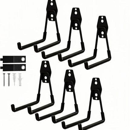6-Pack Heavy-Duty Garage Utility Hooks, 5.3in Steel Anti-Slip Wall Hooks for Storage