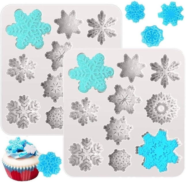 2PCS Snowflake Silicone Fondant Molds – Christmas Baking & Cake Decor