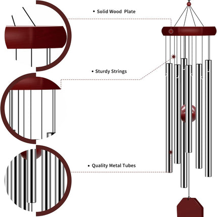 Memorial Wind Chimes – Outdoor Deep Tone, 6 Tuned Tubes, Personalized