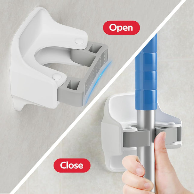 3-Pack Broom Holder – Wall Mount Mop & Dustpan Organizer, White, No Drilling