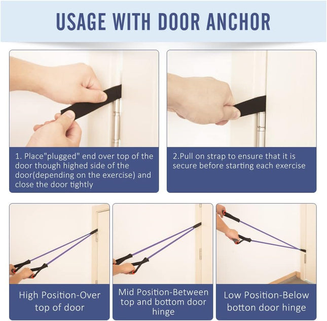 Resistance Band with Handles – Door Anchor Workout Band for Home Gym