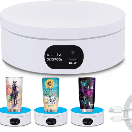 Turner Cup Rotating Display Stand – 360° Automatic Tumbler Turntable
