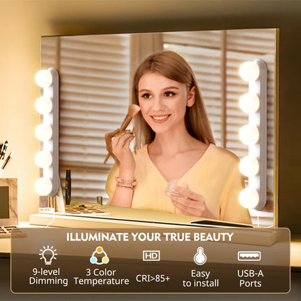 Portable LED Makeup Light – 3 Colors, Dimmable, Adjustable for Vanity Mirror