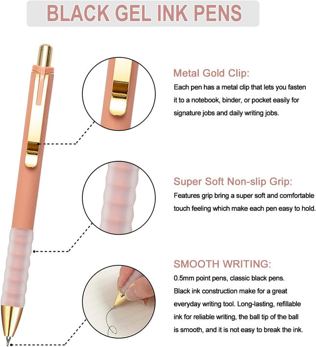 12-Count Gel Pens – Black Ink, 0.5mm Fine Point, Retractable for Smooth Writing