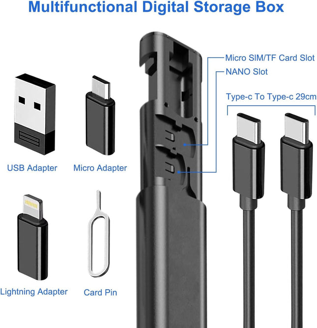 Multi USB Charging Adapter & Cable Set – USB-A to Type-C & Lightning, 60W