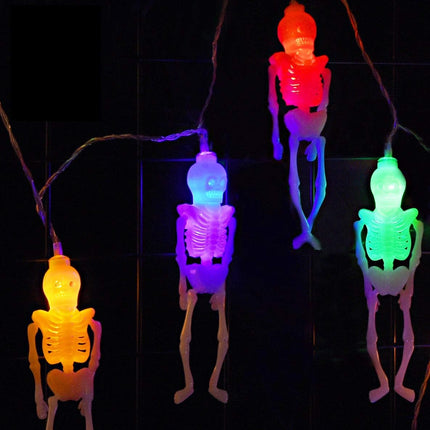 10FT 20LED Skeleton String Lights, Battery Powered, 2 Modes, Halloween Indoor Outdoor