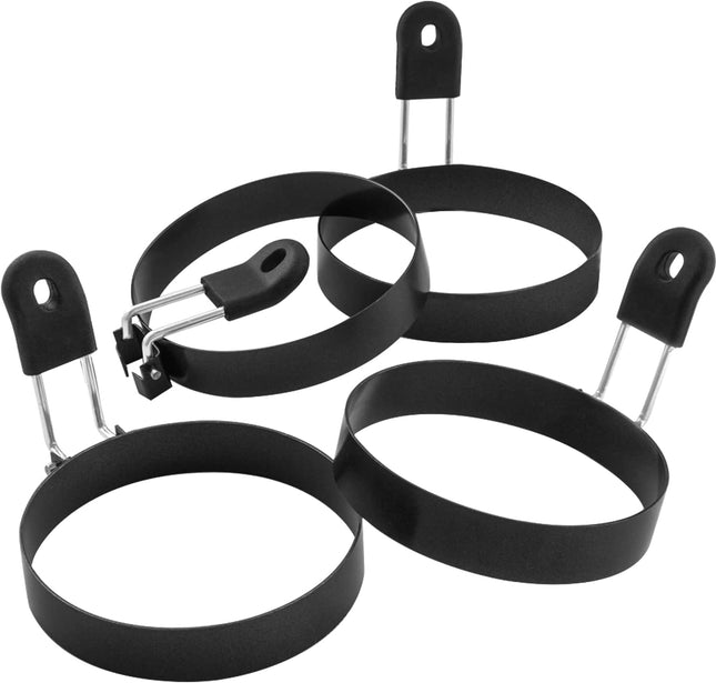 4 Pack 3.5" Nonstick Egg Rings for Cooking Pancakes English Muffins Burger Sandwich