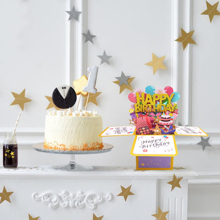 3D Pop-Up Happy Birthday Card, Handmade Greeting Card with Envelope for Kids & Adults