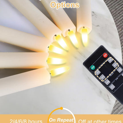 6pcs Rechargeable Flameless Taper Candles Real Wax LED with Remote & Timer