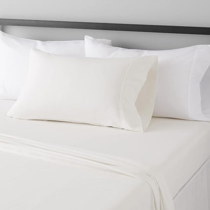3-Piece Brushed Microfiber Bed Sheet Set, Wrinkle-Free, 14" Deep Pocket, Twin Cream