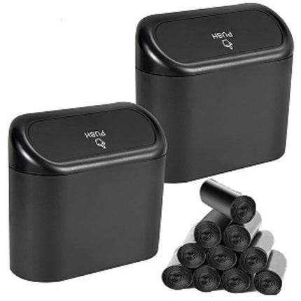 2-Pack Mini Car Trash Can with Lid & 150 Trash Bags – Car Garbage Bin for Front & Back Seats