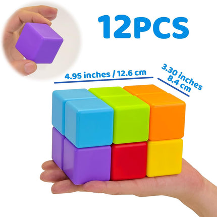 Magnetic Building Blocks – Large 1.65" Stacking Cubes for Toddlers 1–3 (12PCS)