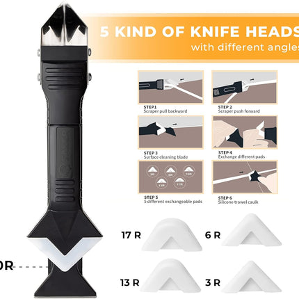 Silicone Sealant Tool – 3-in-1 Caulk Remover & Finishing Scraper for Home