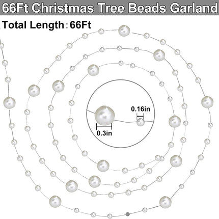 Christmas Pearl Beads Garland 66Ft Tree Mantle Fireplace Holiday Decor