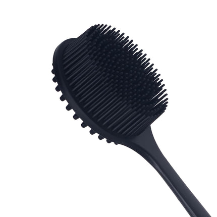 Black Shower Back Scrubber Long Handle Silicone Bath Body Brush Exfoliator