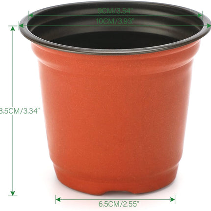 100pcs 4" Red Plastic Nursery Pots for Seedlings & Small Plants