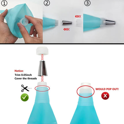 Piping Bags and Tips Set Cake Decorating Kit with Reusable Pastry Bags