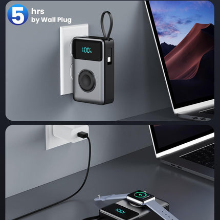 4-in-1 Portable Charger – 10800mAh Power Bank with Wall Plug & USB-C