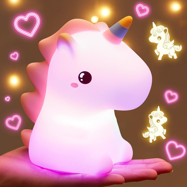Unicorn Toys Night Light – 16 Colors, 12-Hour Dimmable Light for Girls 4–6