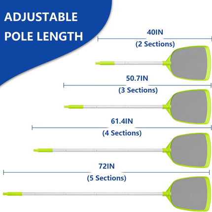 Pool Skimmer Net 72" with Pole, Leaf Rake for Inground Above Ground Pool, Spa