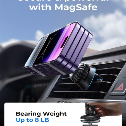 MagSafe Car Phone Mount – Hands-Free 360° Rotation with Vent & Dash Kit