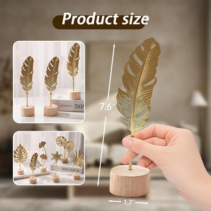 Gold Leaf Home Decor Set, Metal Leaf Statues, Modern 3D Botanical Sculptures for Shelf & Living Room