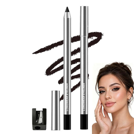 2PCS Waterproof Gel Eyeliner Pencils with Sharpener, Smudge-Proof, Long-Lasting, 4 Colors
