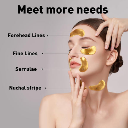24K Gold Eye Patches 50 Pack Anti Aging Under Eye Masks for Dark Circles