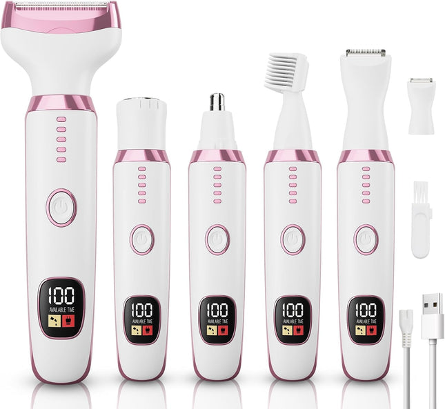 5 in 1 Electric Razor for Women Facial Eyebrow Nose Hair Bikini Trimmer