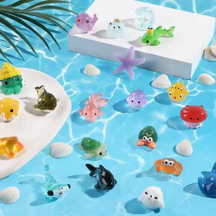 36pcs Mini Ocean Resin Animals – Tiny Sea Figurines for Aquarium & Fairy Gardens