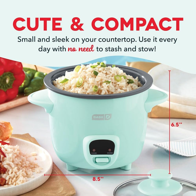 Mini Ceramic Rice Cooker – Single-Serve, Nonstick Removable Pot, Aqua