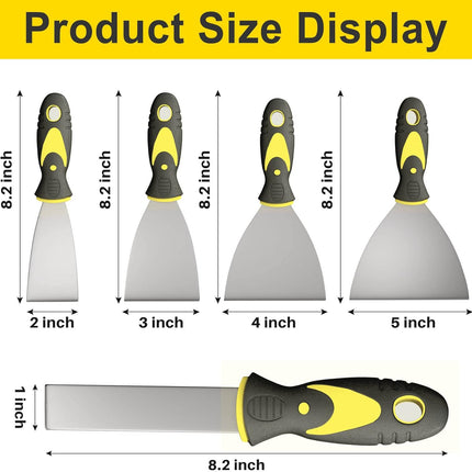 5-Pcs Putty Knife Set – 1"-5" Scrapers for Drywall, Wallpaper & Plaster