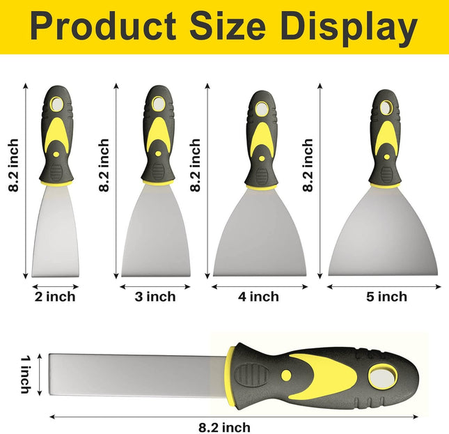 5-Pcs Putty Knife Set – 1"-5" Scrapers for Drywall, Wallpaper & Plaster