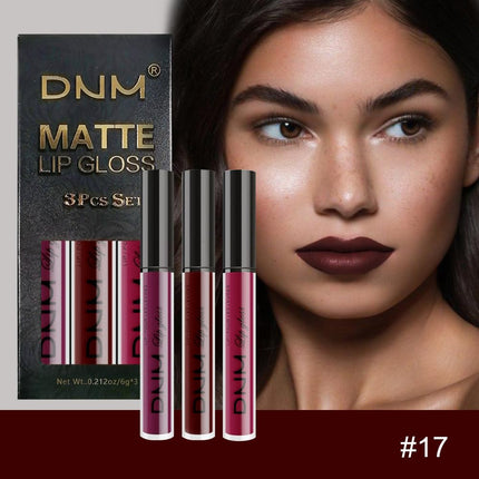 3Pcs Matte Liquid Lipstick Set, Dark Red Plum Burgundy Long-Lasting Lip Stain