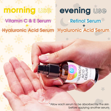 Retinol & Vitamin C Face Serum Set – Hyaluronic Acid, Glow & Hydration, 3x1oz