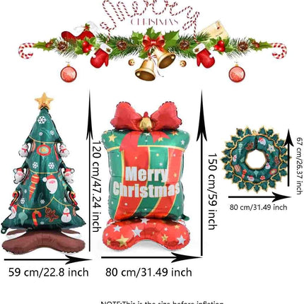 5PCS Christmas Balloon Stand Box Set – Xmas Wreath Balloons Party Decorations