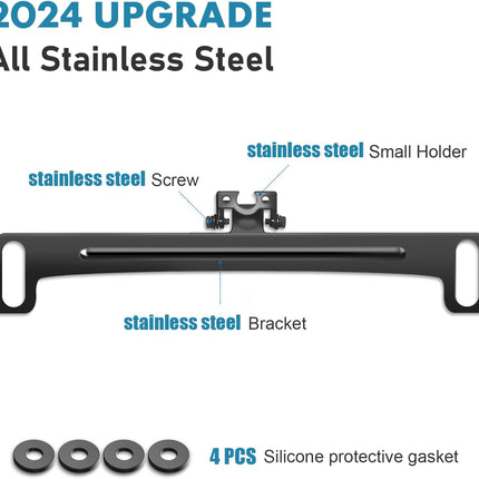 Universal Car Rear View Camera License Plate Bracket – Stainless Steel Backup Mount