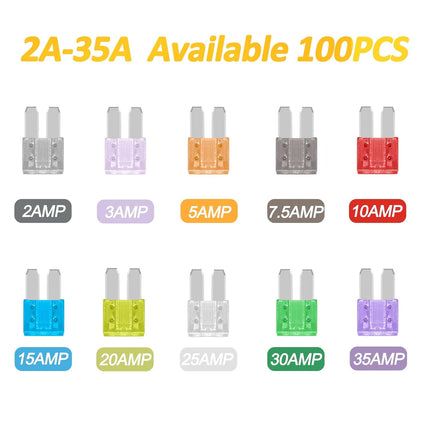 100 PCS Micro 2 Blade Fuse Kit ATR APT Automotive Car Truck Boat Fuses